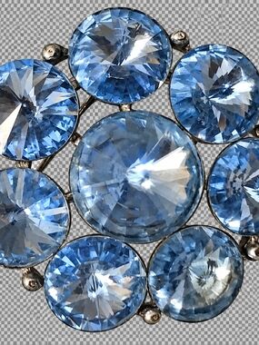 Vintage Albert Weiss Blue Rivoli Rhinestone Cluster Brooch 🔥🔥